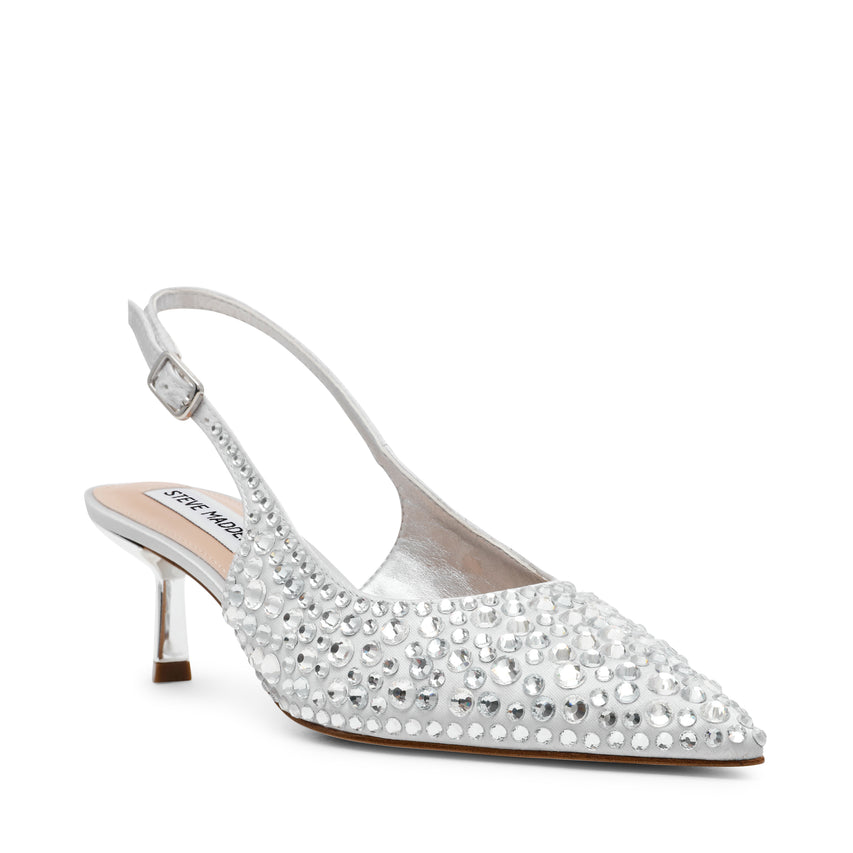 Tacones Stiletto Korra-R Plateados con brillante