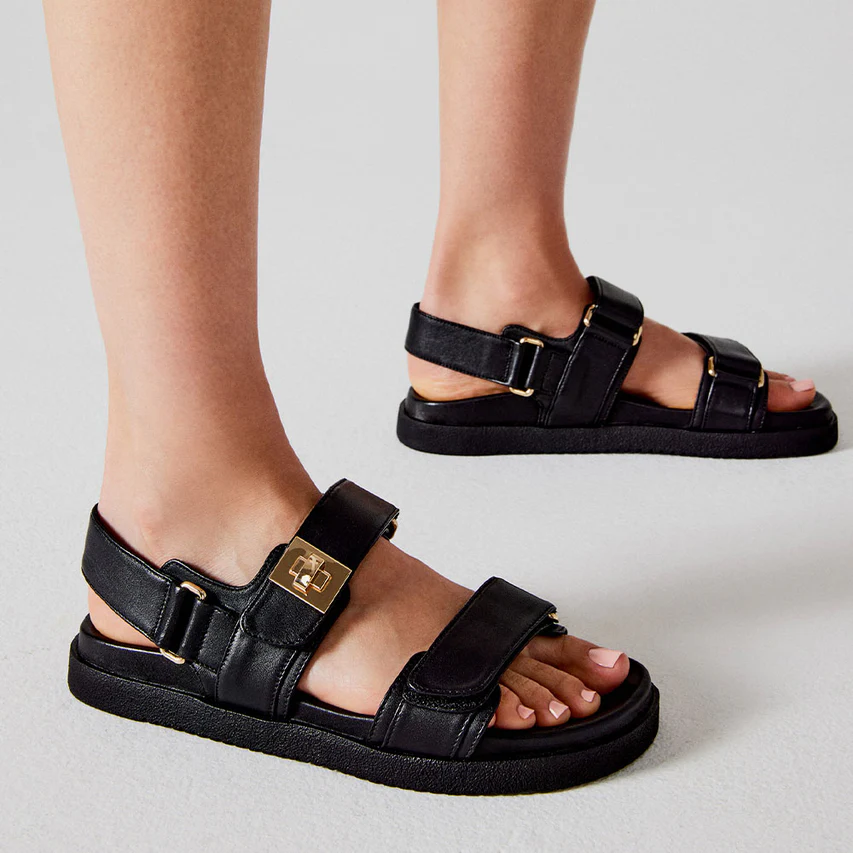 Sandalias Planas Mona Negras